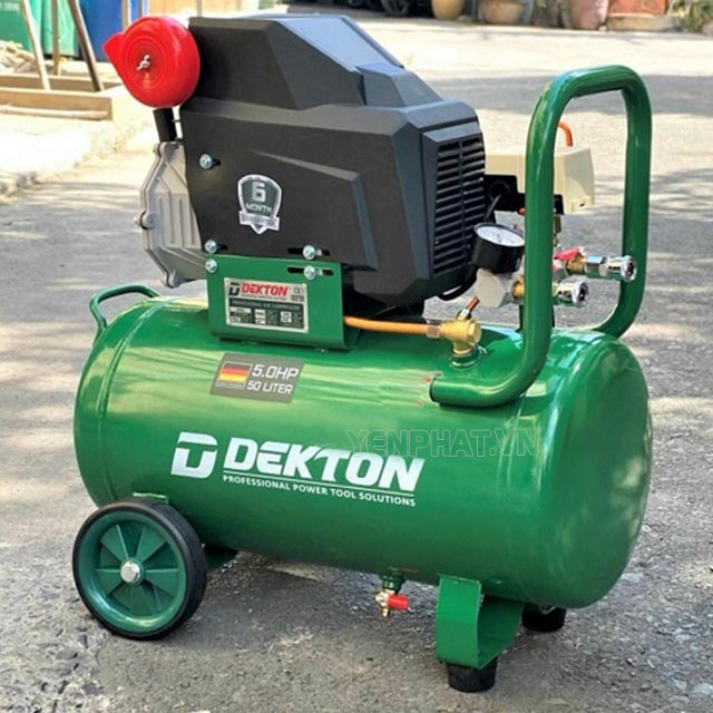 A green and black air compressor

Description automatically generated