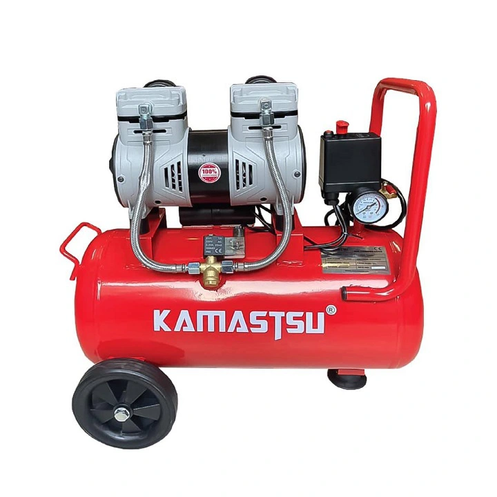 A red and white air compressor Description automatically generated